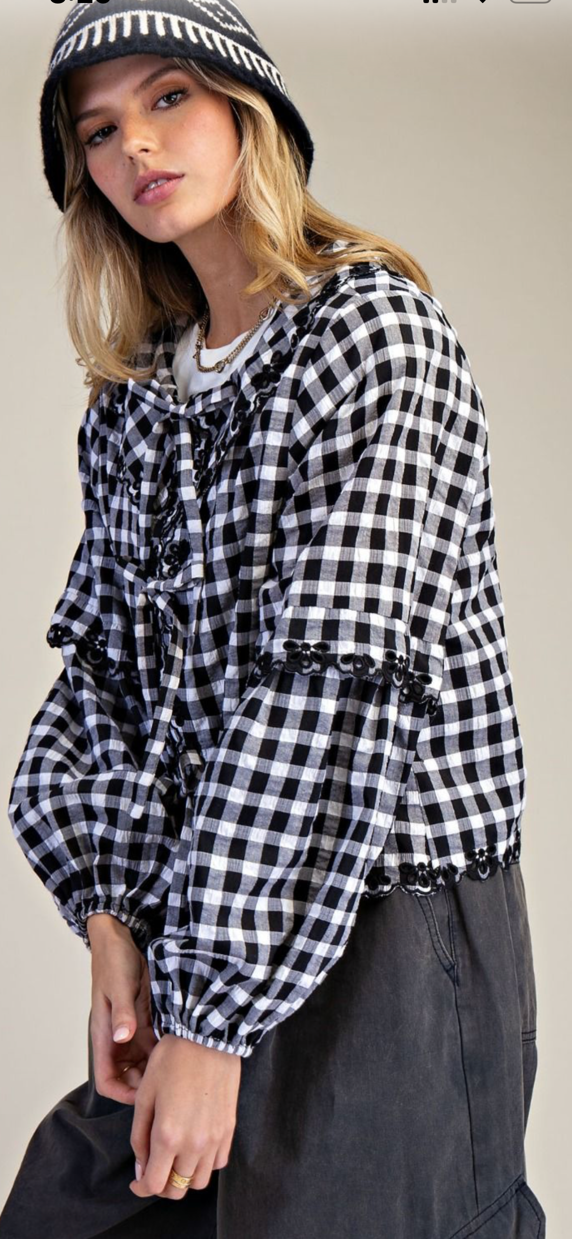 Long Sleeve Bow Front Top