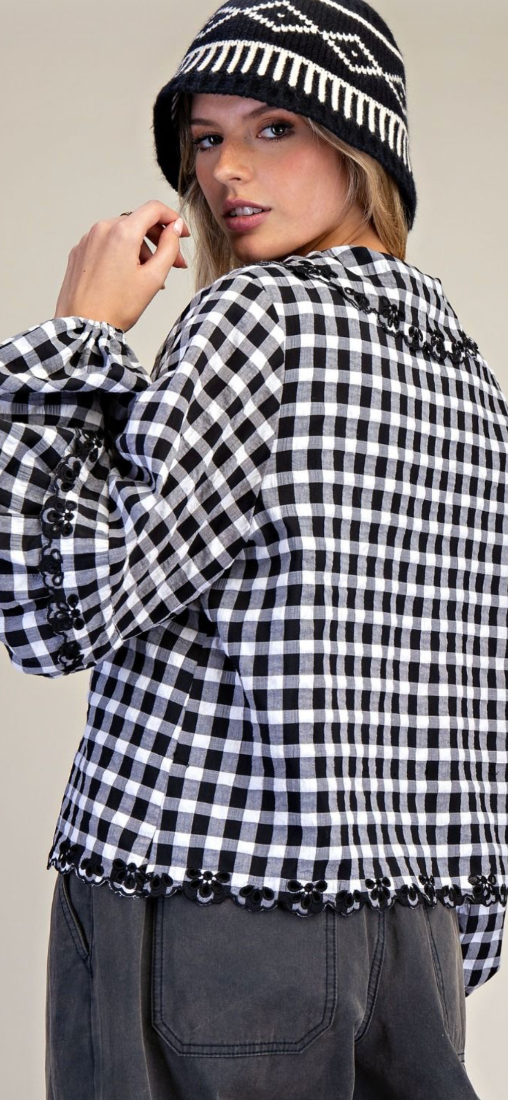 Long Sleeve Bow Front Top