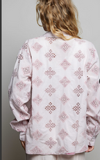 Long Sleeve Button Front Shirt Crafted from Lightweight Washed Cotton-Rose Pink