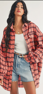 Long Sleeve Side Slit Destressed Shirt
