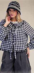 Long Sleeve Bow Front Top