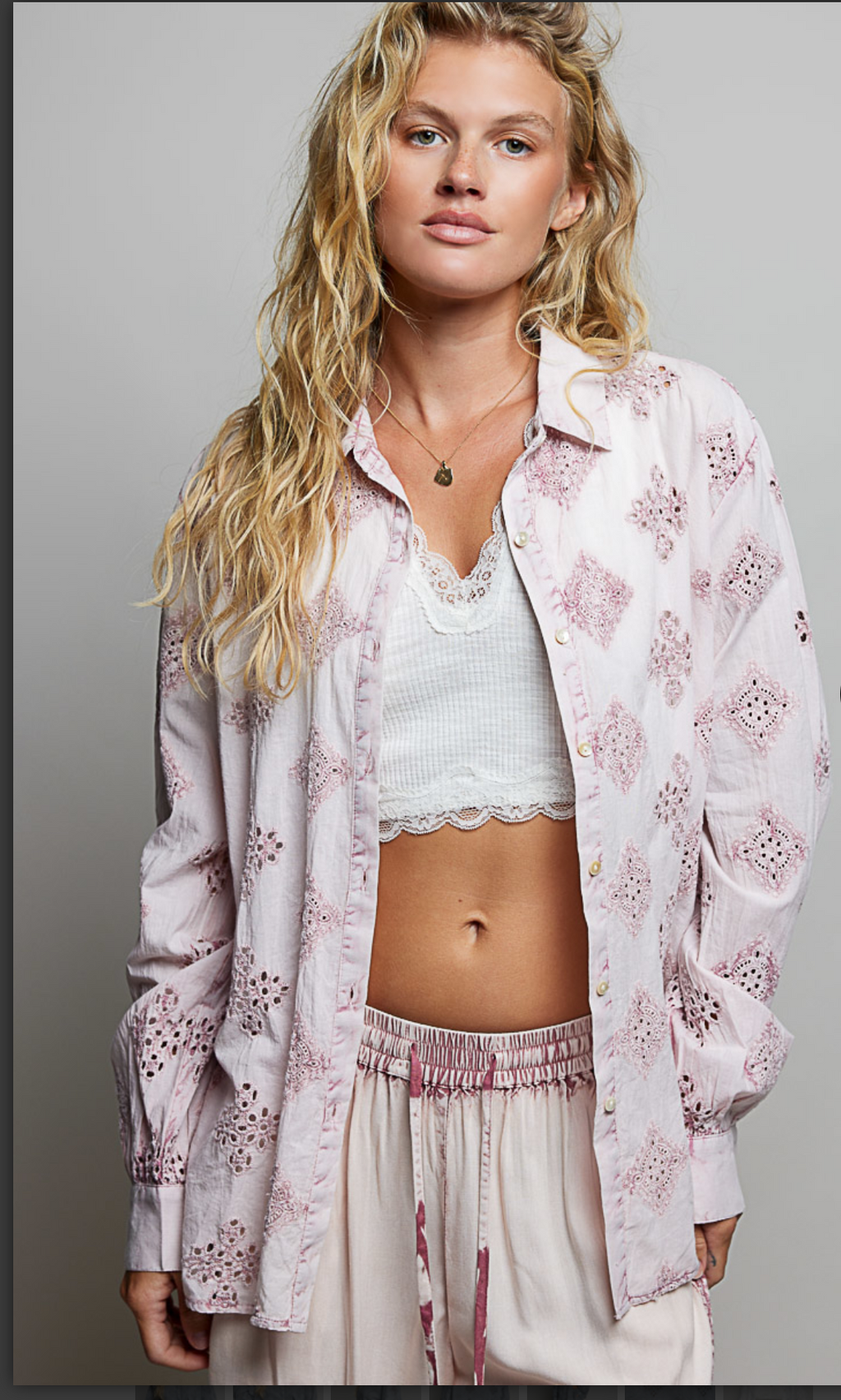Long Sleeve Button Front Shirt Crafted from Lightweight Washed Cotton-Rose Pink