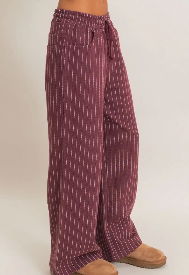 Dark Cherry Striped Pants