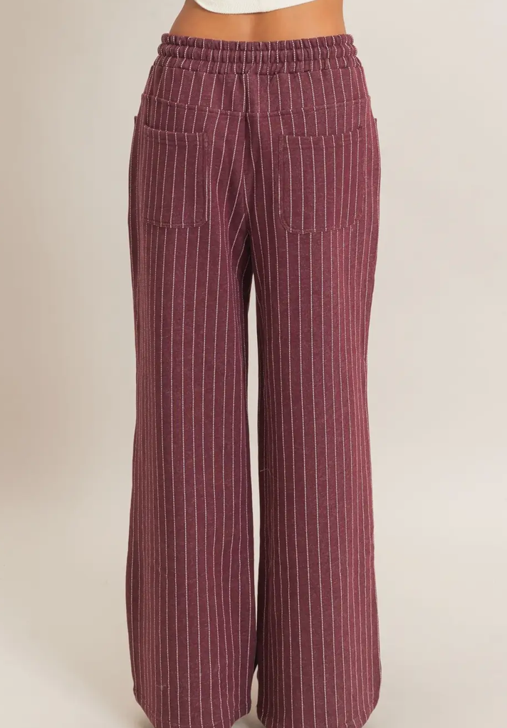 Dark Cherry Striped Pants