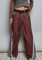 Vintage Thermal Patch Print Twill High Rise Wide Leg Pants
