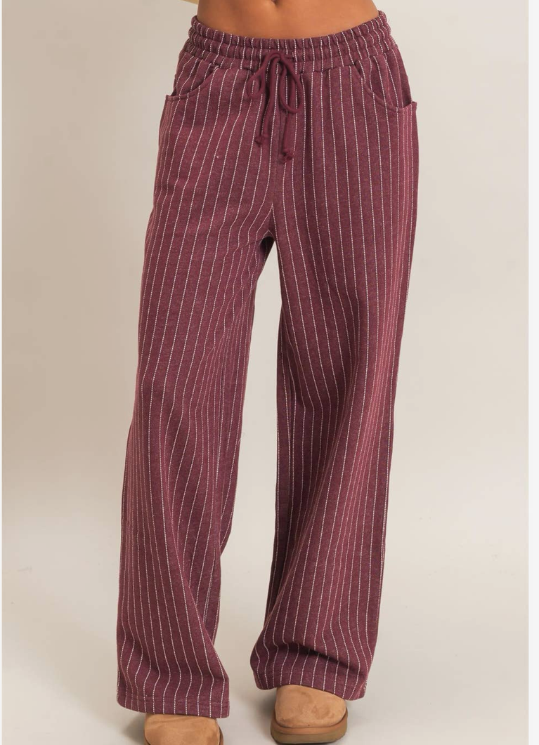 Dark Cherry Striped Pants