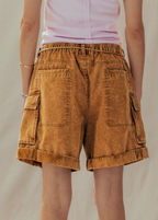 Mineral Wash Cotton Utility Cargo Shorts