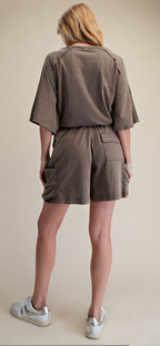 Mineral Washed Cargo Shorts-ash
