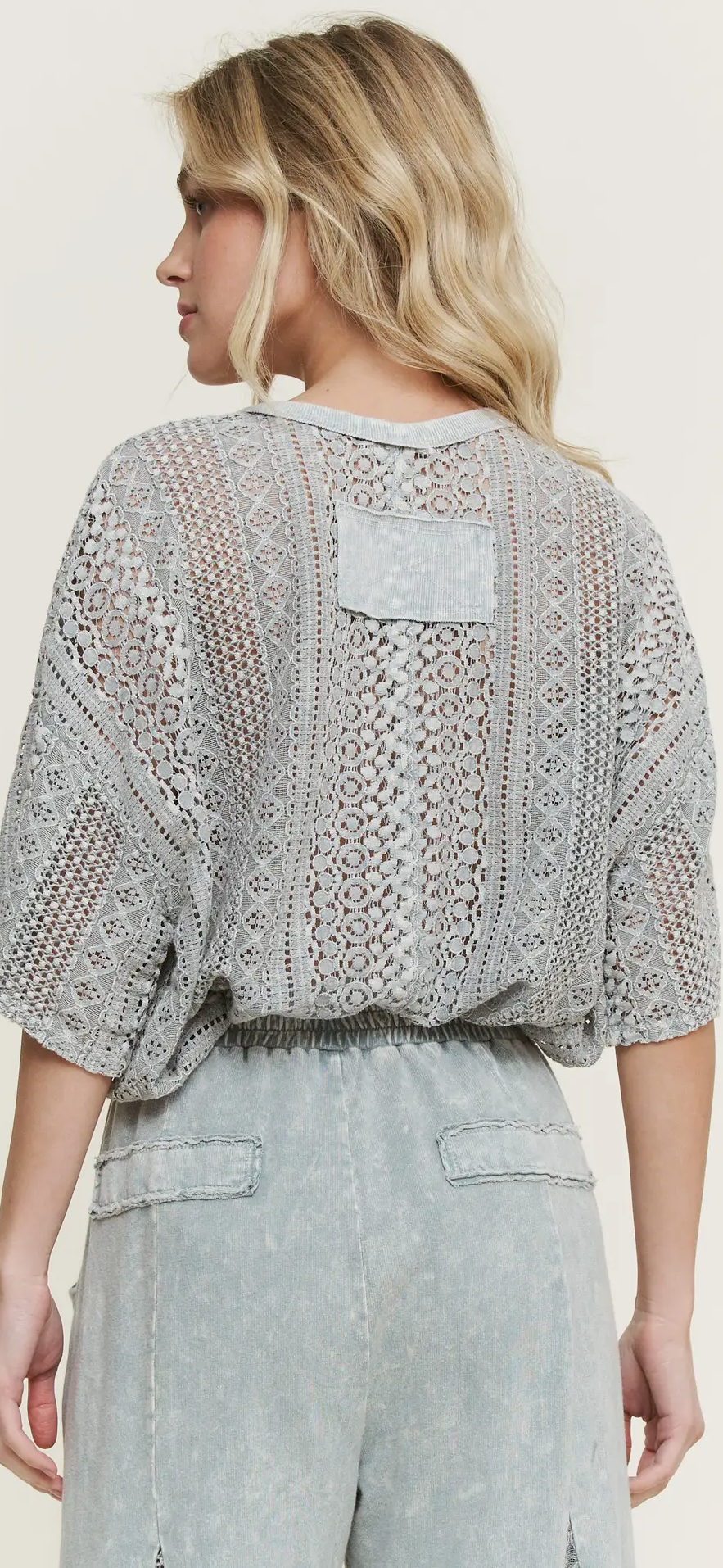 Mineral Washed Lace Summer Blouse