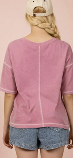 Mineral Washed Oversized Comfy Knit Top-Mauve