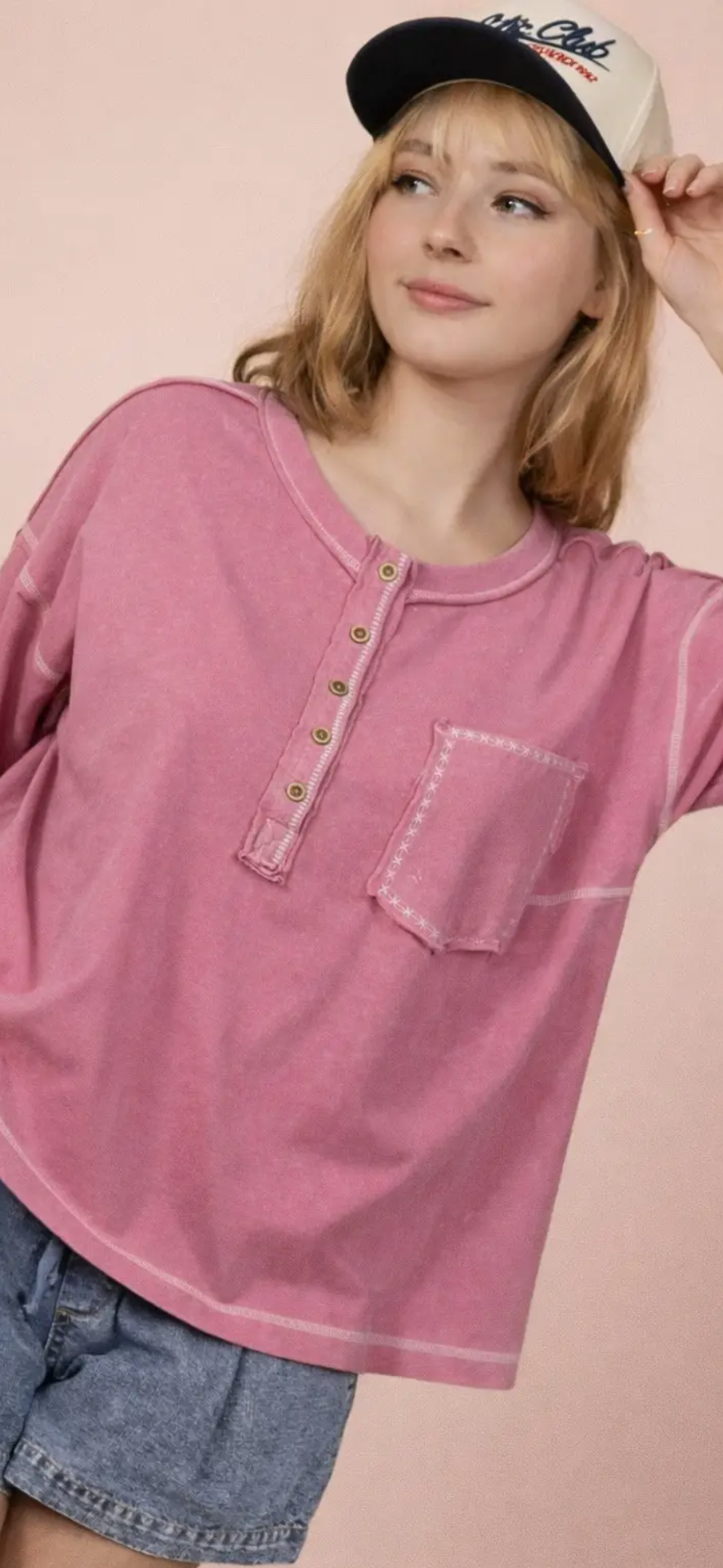Mineral Washed Oversized Comfy Knit Top-Mauve