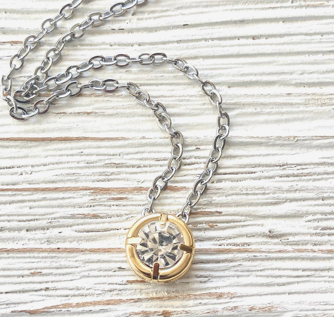 Crystal Mixed Metal Layering Necklace