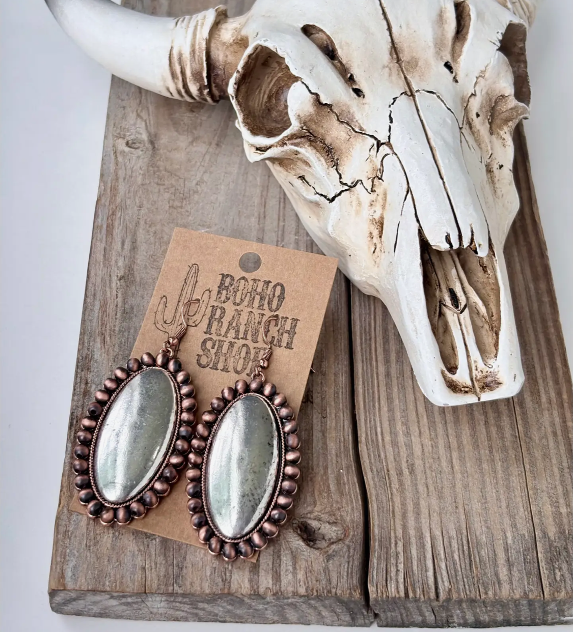 Western Style Navajo Pearl Vintage Oval Dangle Earrings-silver
