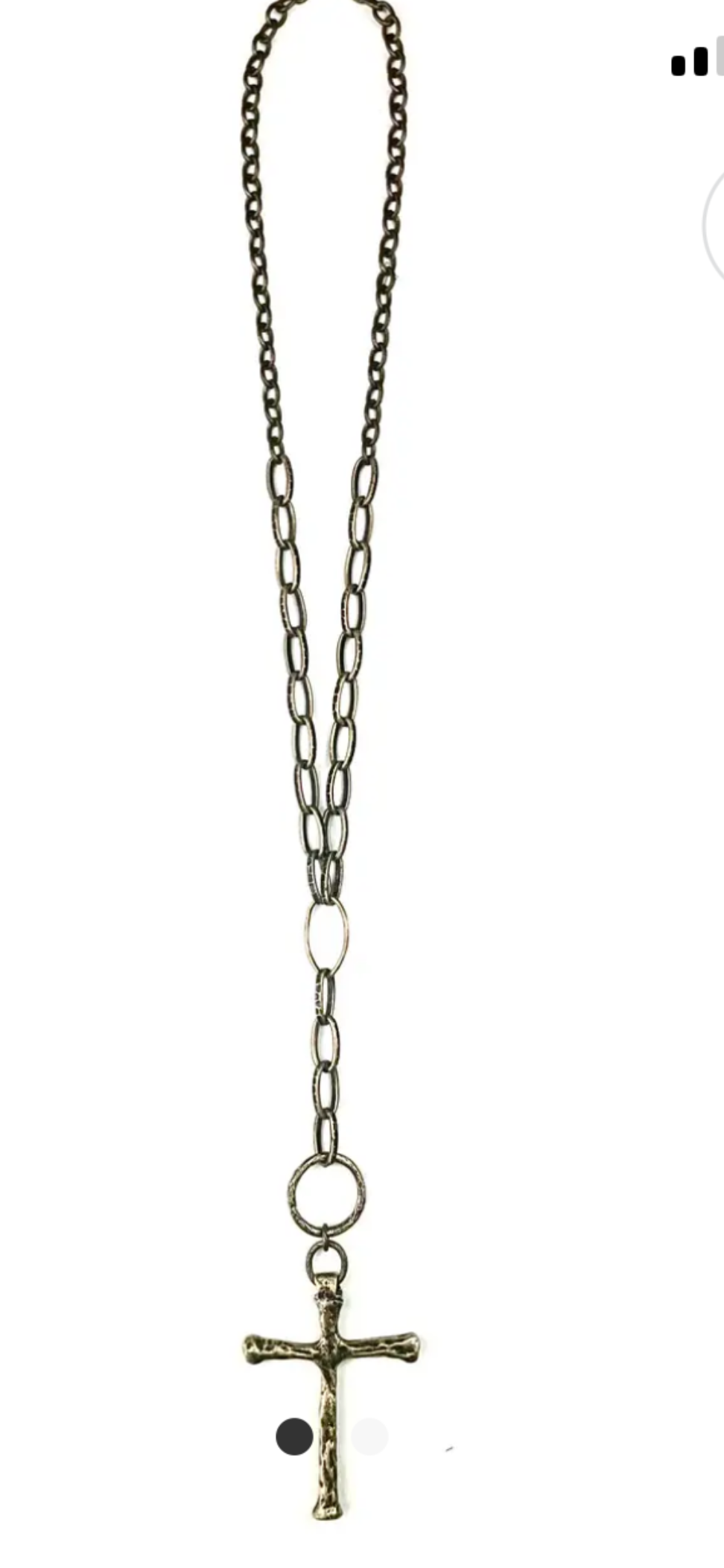 NK long Bold Link Chain W/Cross Pendant Necklace