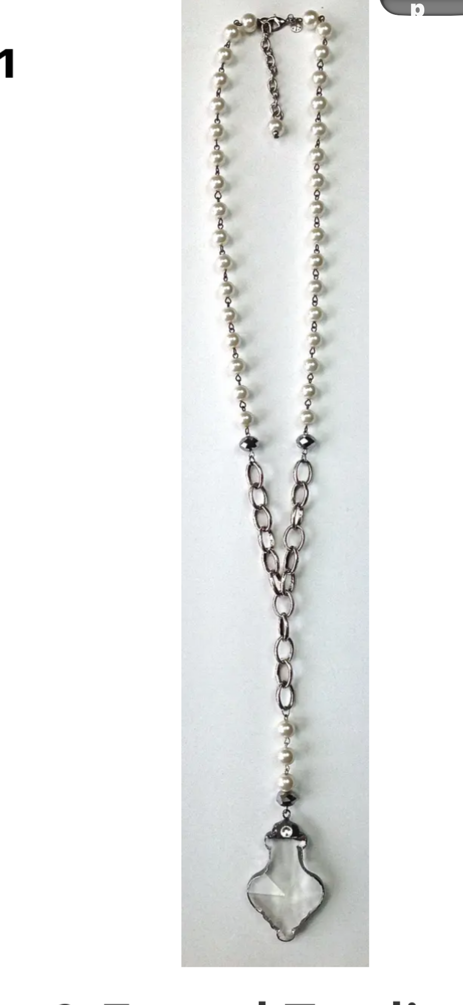 NK Rosaried Pearl&Chain Y W/ Fancy Edge Pendant