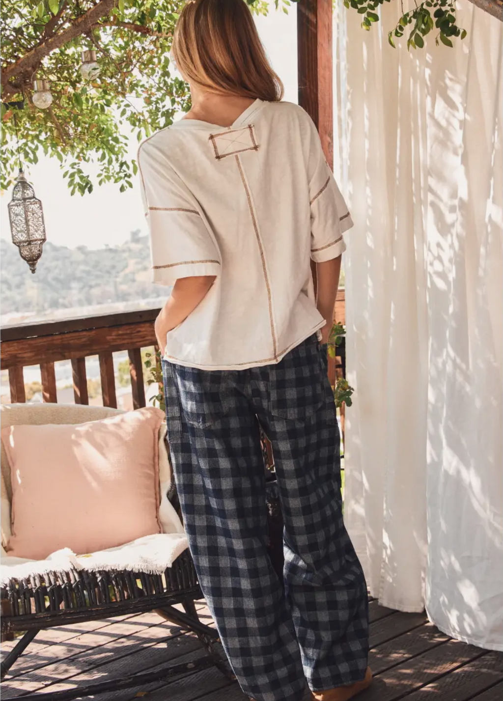 Slub Knit Henley Top-white