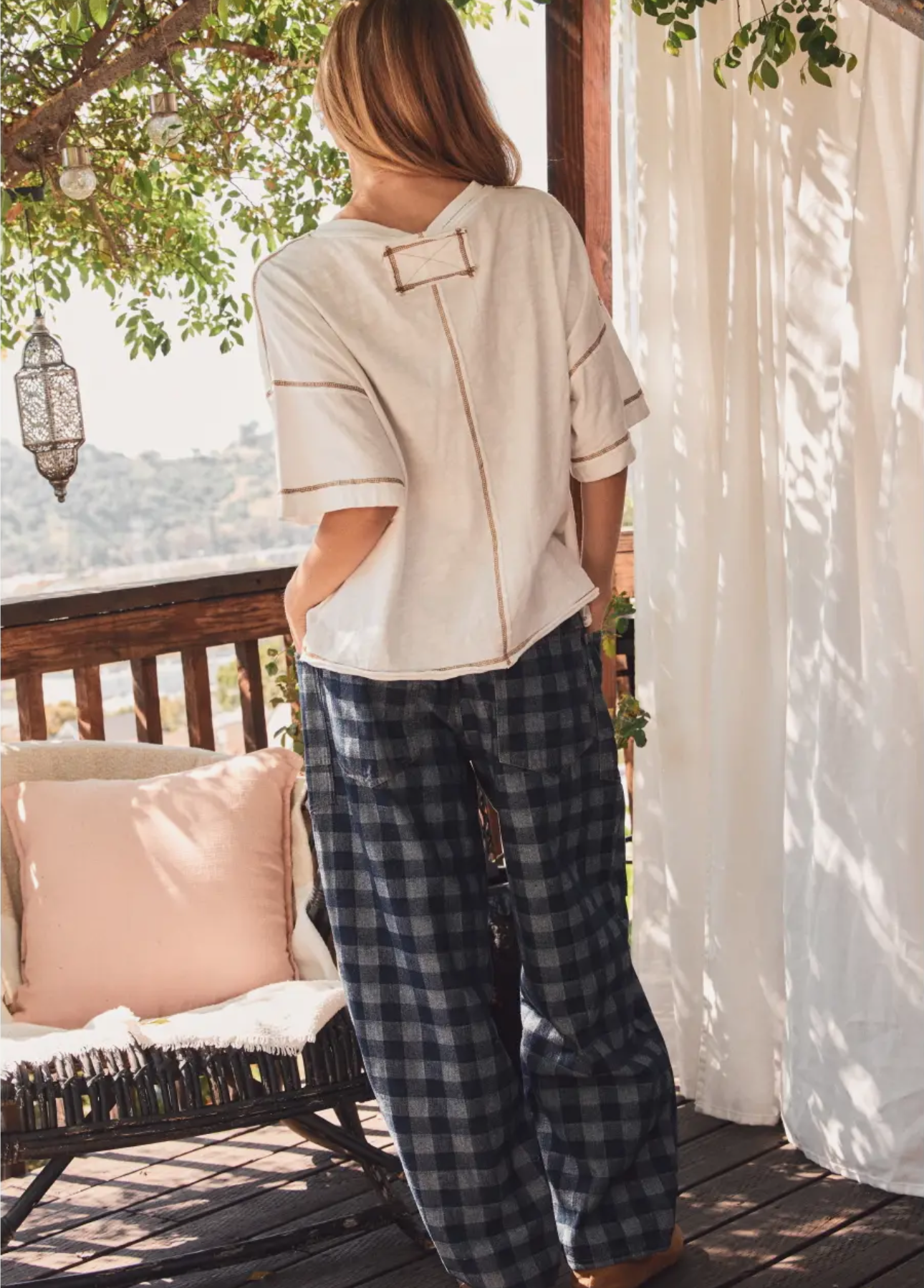 Slub Knit Henley Top-white