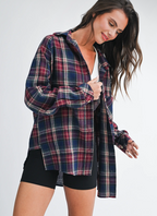 Oversized Plaid Flannel Button Down Shirt