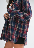 Oversized Plaid Flannel Button Down Shirt