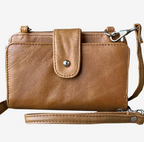 Phone Pouch with Credit Card Slots Shoulder Strap-light brown