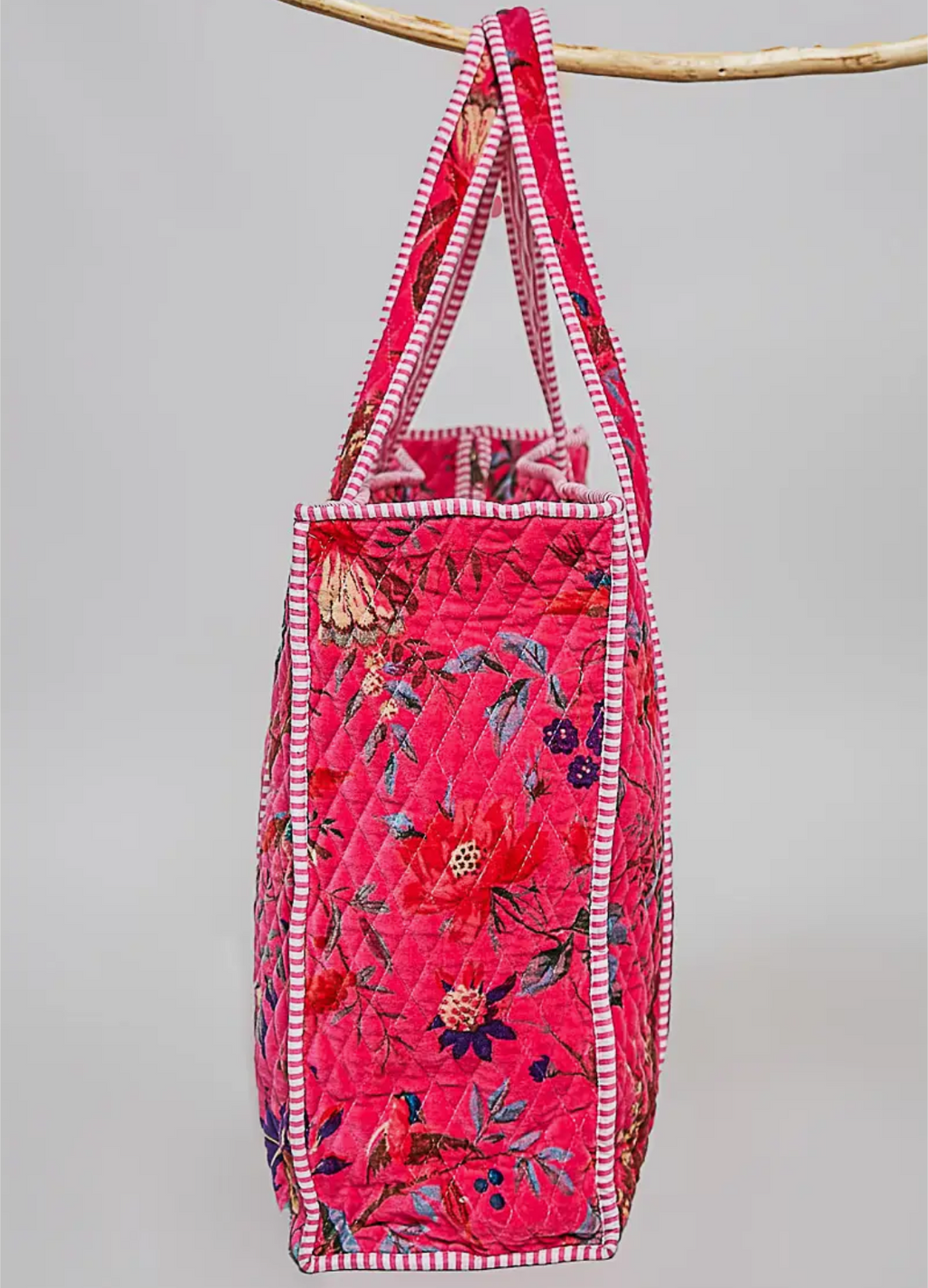 Botanical Velvet Quilted Tote Bag