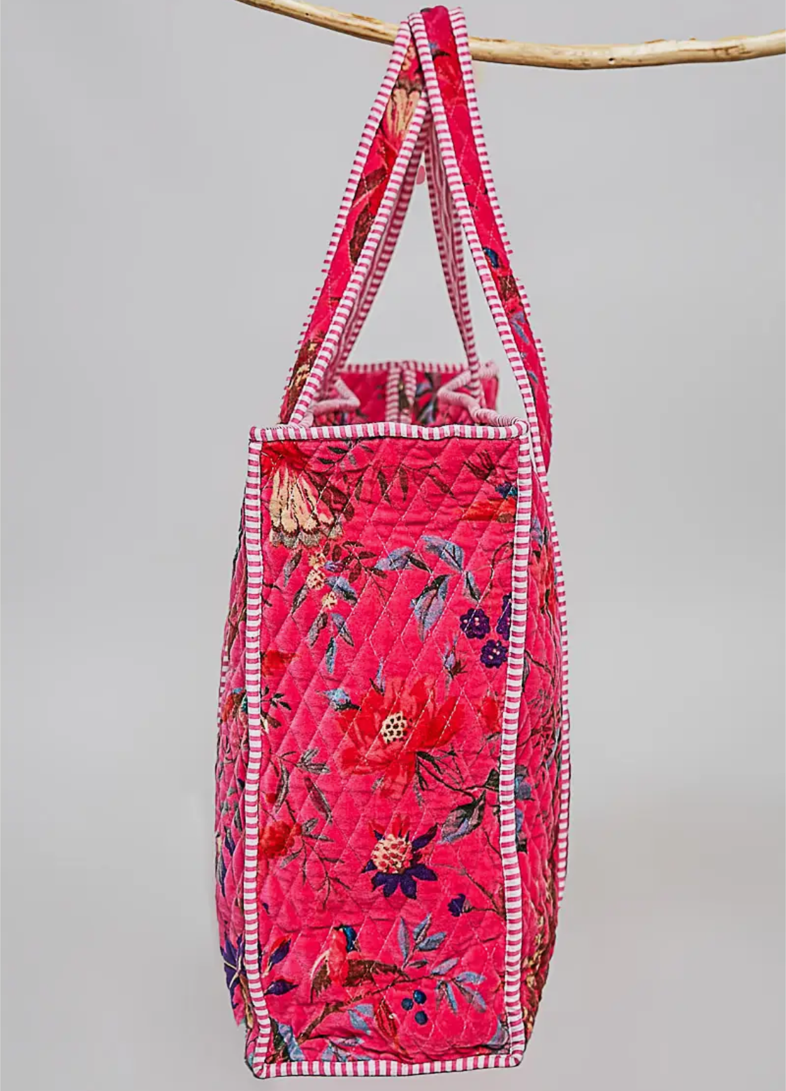Botanical Velvet Quilted Tote Bag