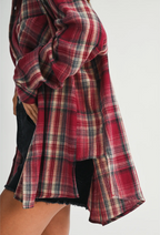 Abri Plaid Flannel Shirt-Rose