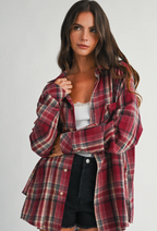Abri Plaid Flannel Shirt-Rose