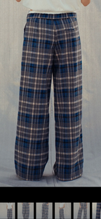 Plaid Wide-Leg Drawstring Pants