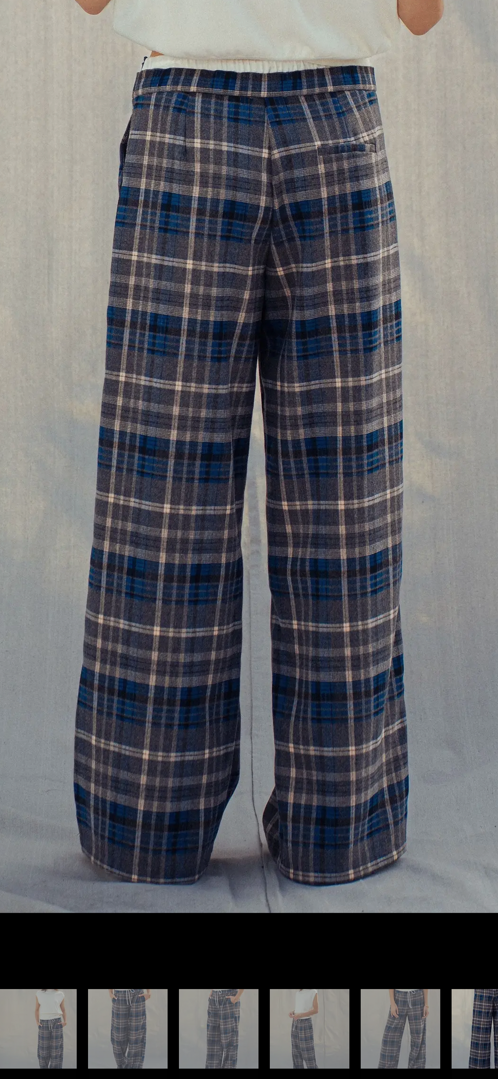 Plaid Wide-Leg Drawstring Pants