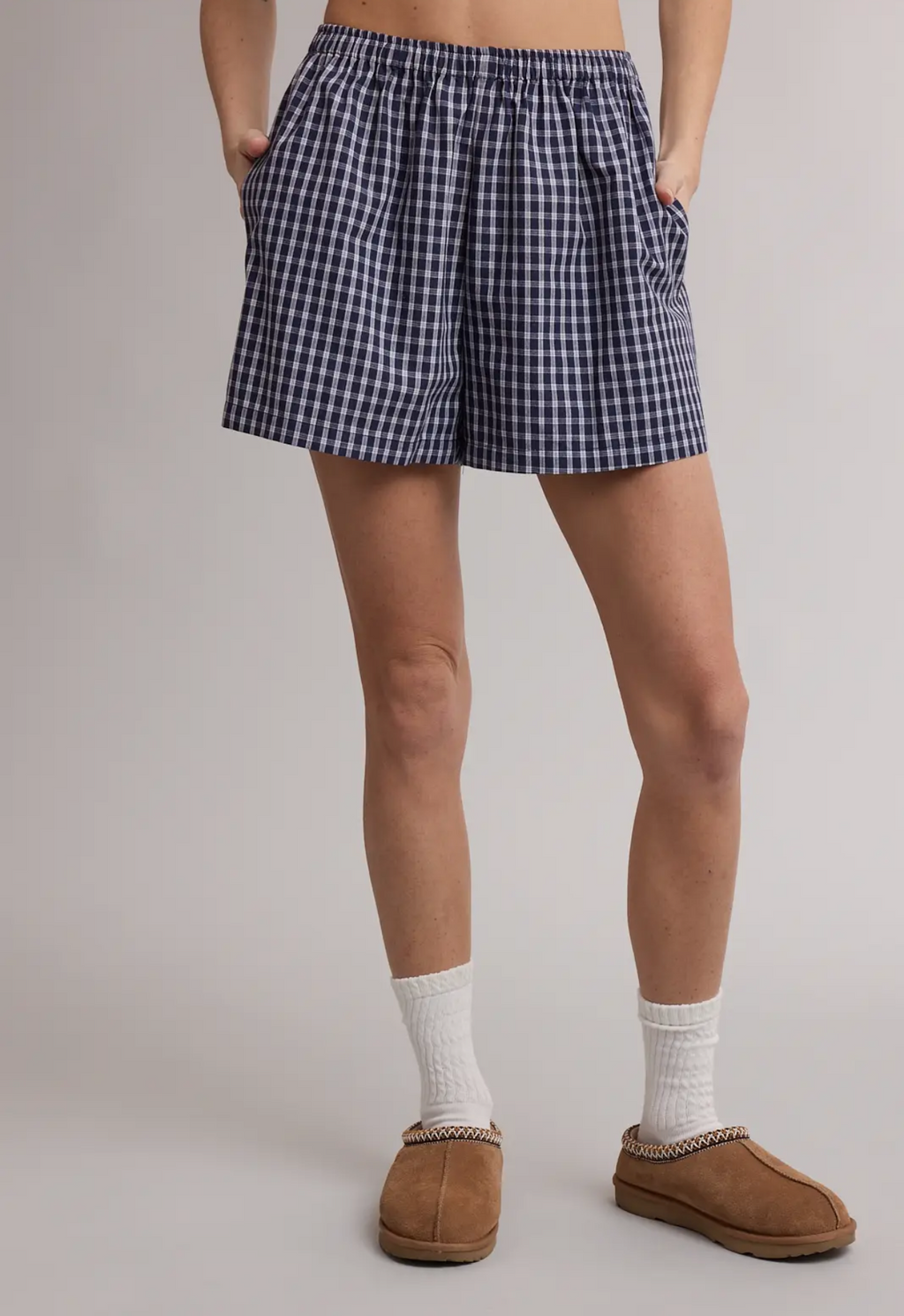 Plaid Shorts-Navy
