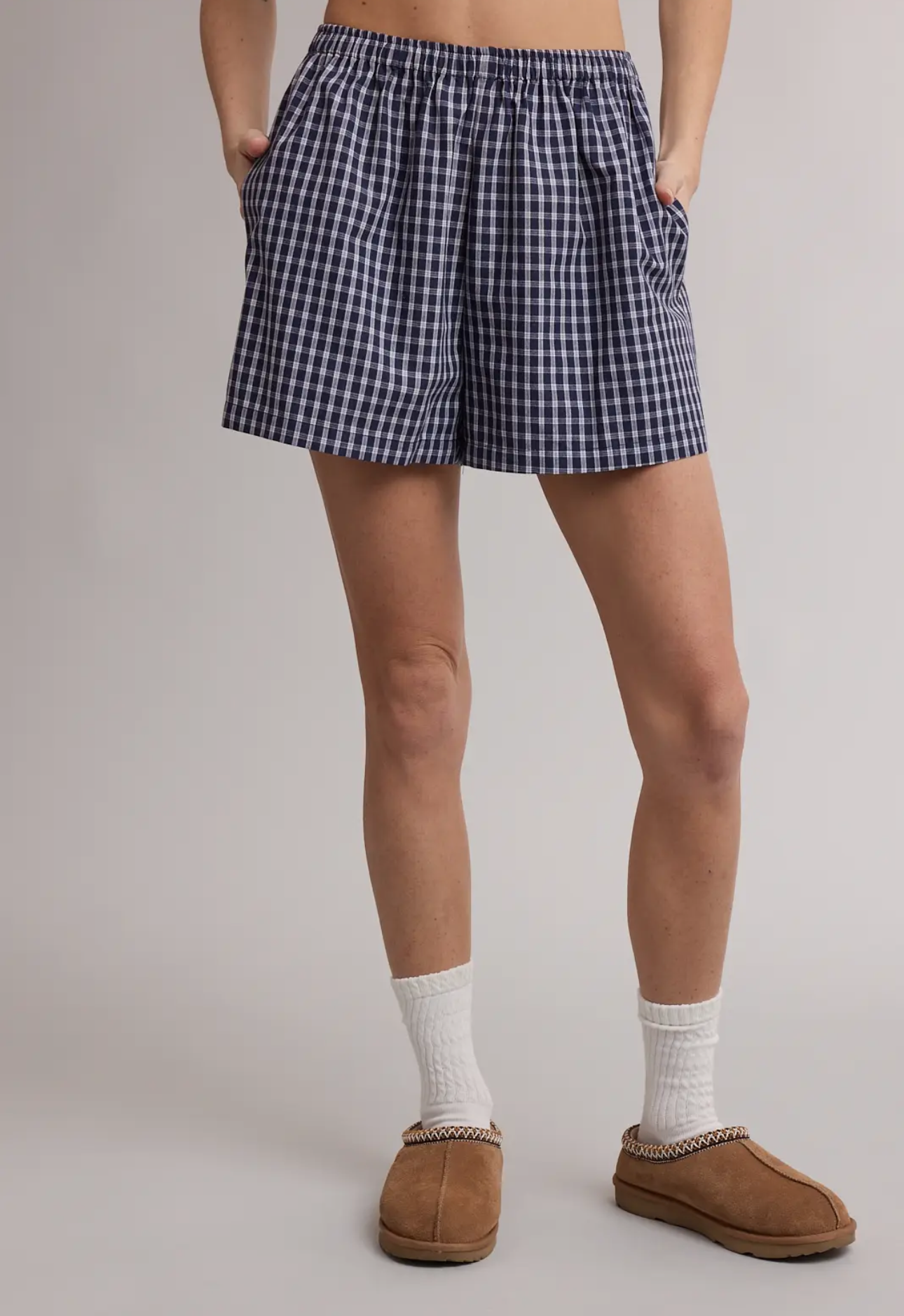 Plaid Shorts-Navy