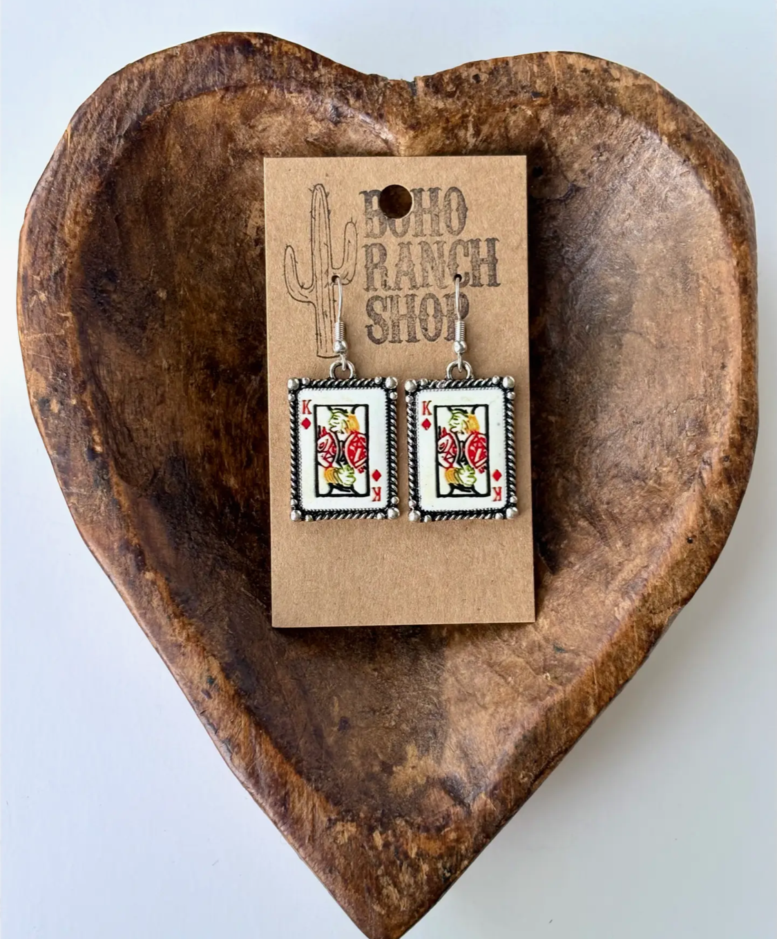 Western Playing Card Drop Dangle Earrings