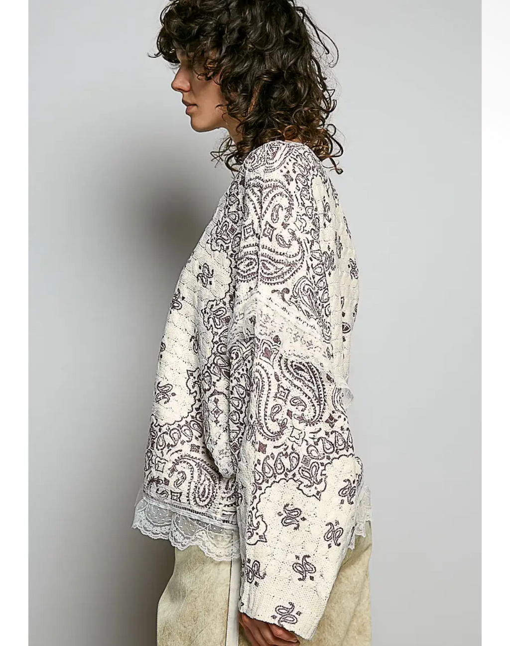 Cream/ Choco Multi Pullover