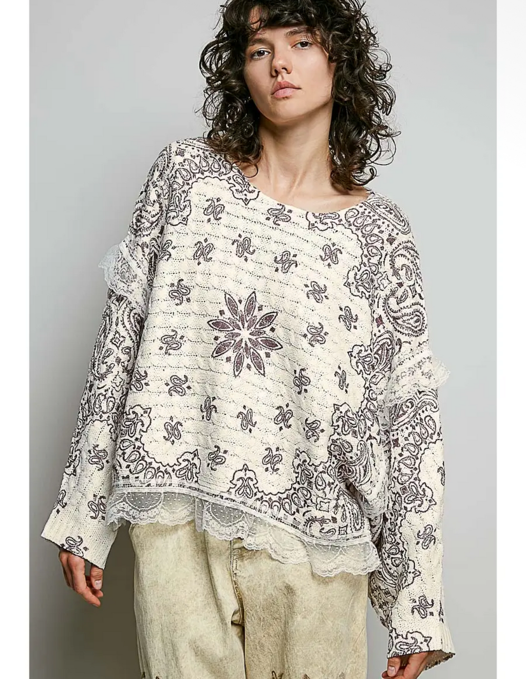Cream/ Choco Multi Pullover