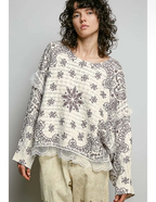 Cream/ Choco Multi Pullover