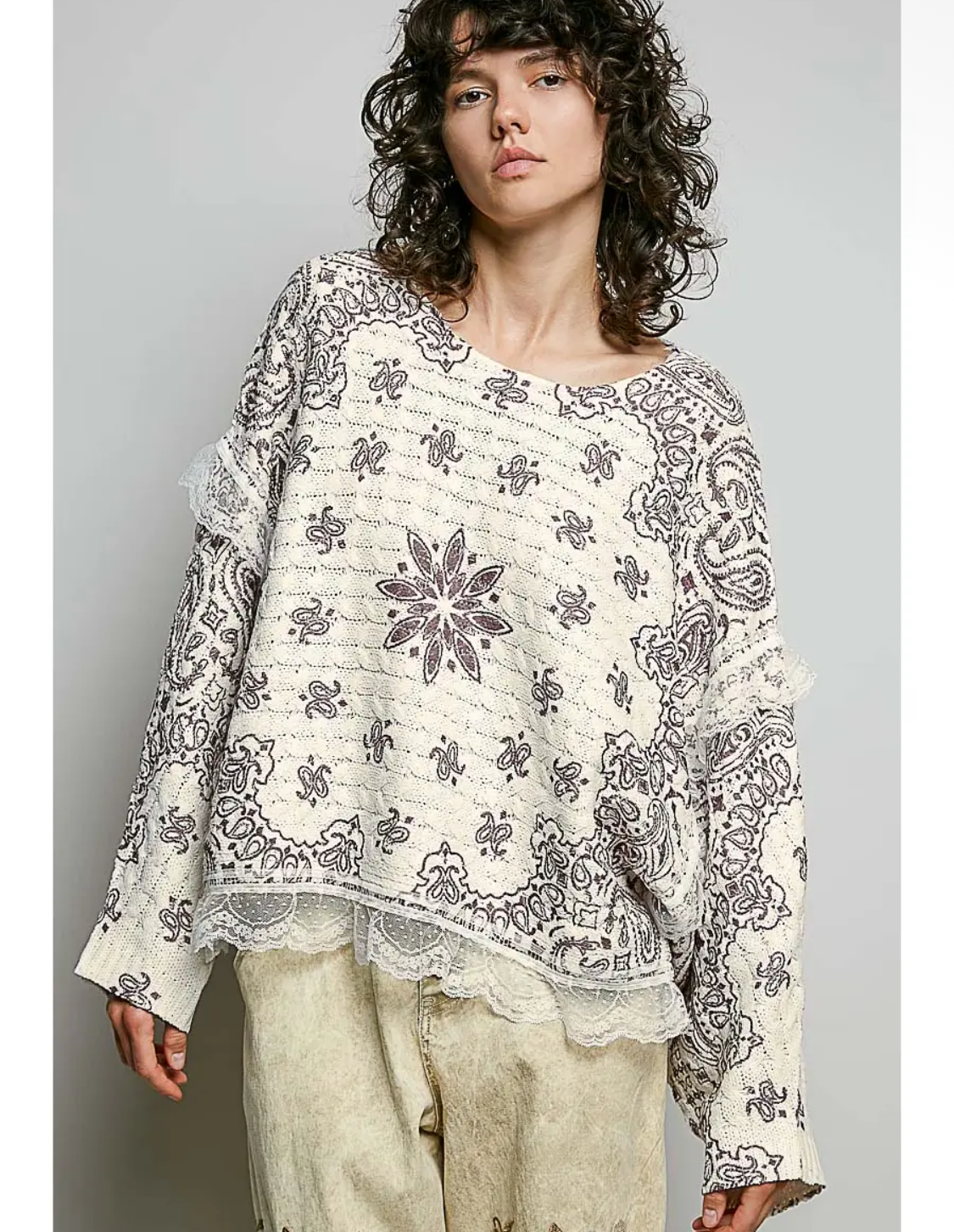Cream/ Choco Multi Pullover