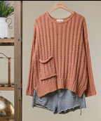 Relaxed Fit Rib Knit Pocket Sweater