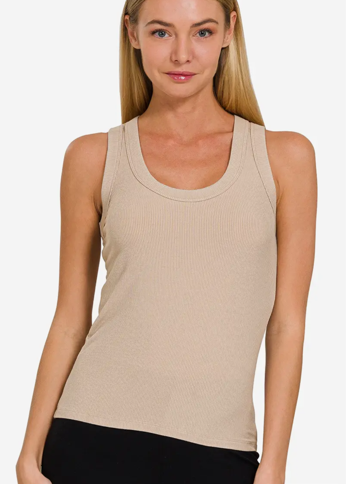 Ribbed Scoop Neck Tank Top