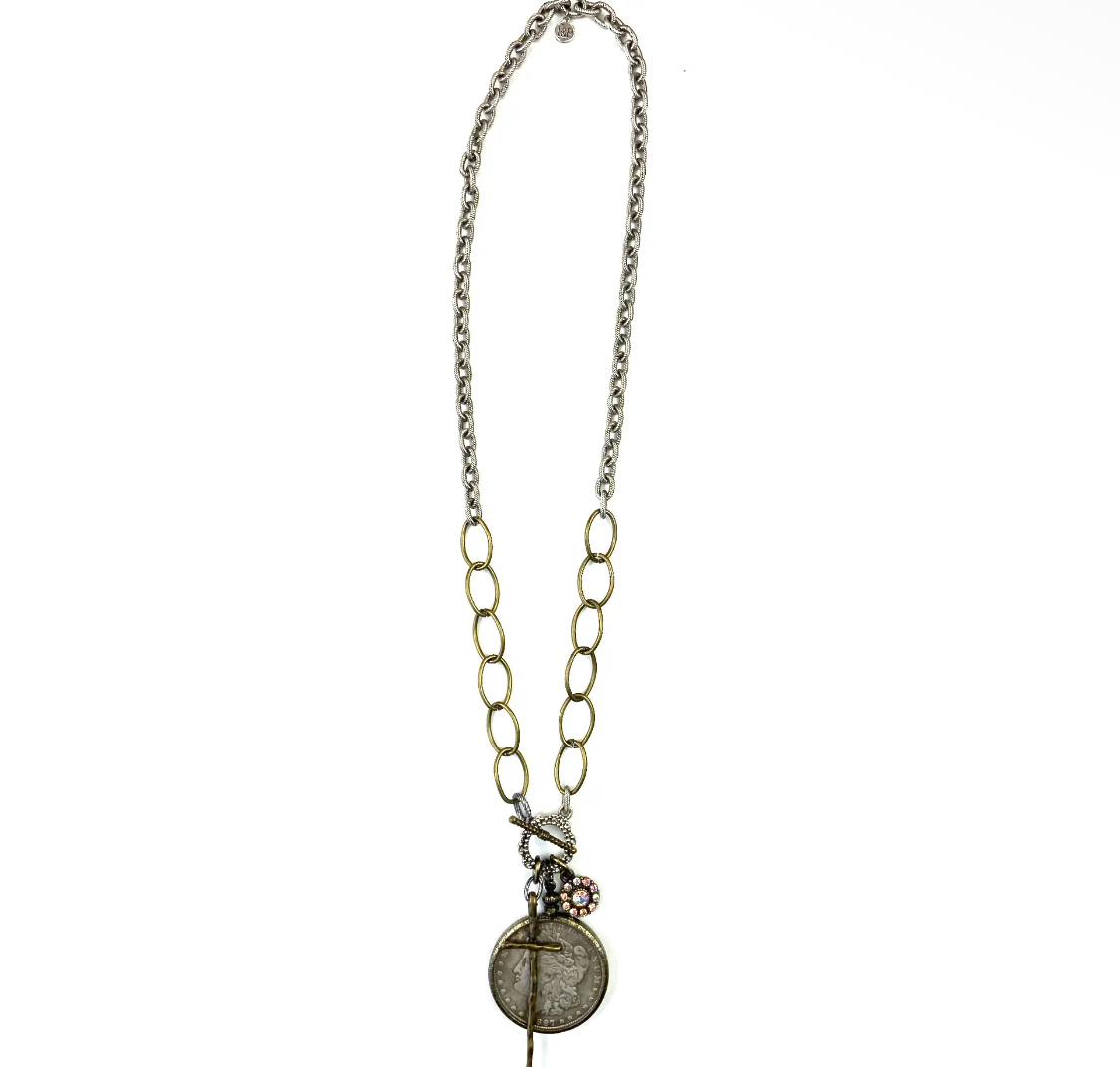 Mixed Chains w/Front Toggle, Edged Coin