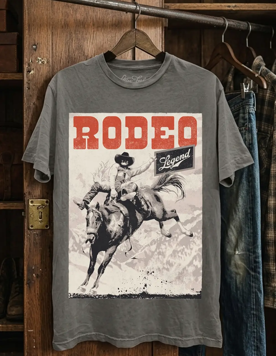 Rodeo Legend Graphic Tee-grey