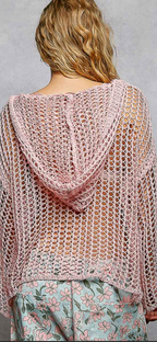 Rose Pink Crochet Hooded Top
