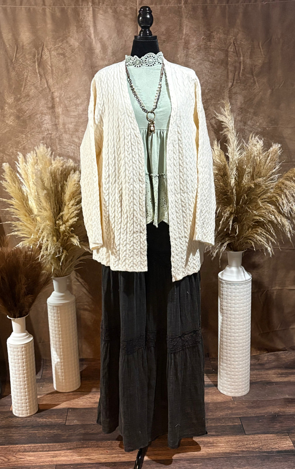 cream cardigan  with belt