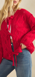 Sweetheart Bow-Knit Cardigan