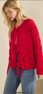Sweetheart Bow-Knit Cardigan
