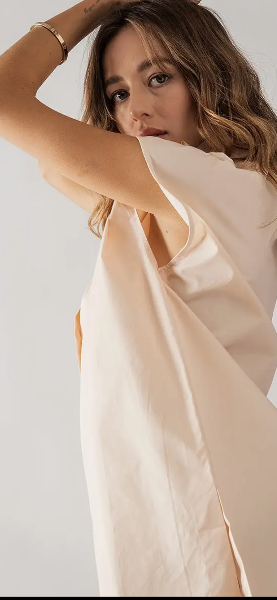 Short Sleeve Button-up Tunic Top-nude