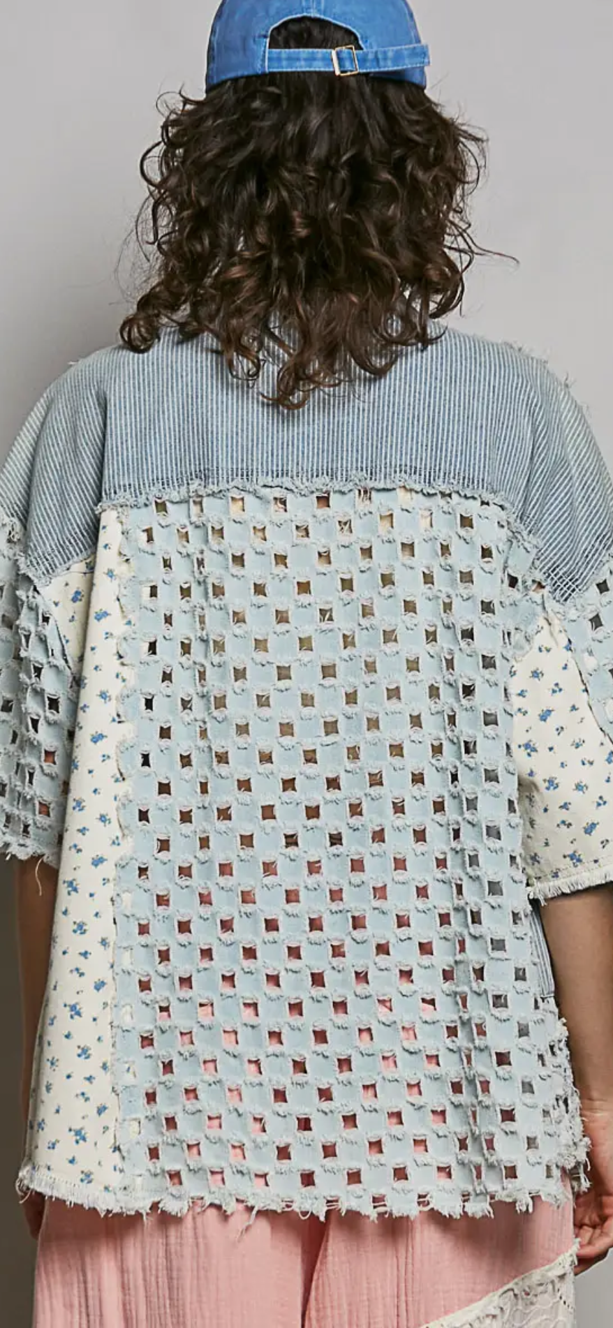 Short Sleeve Cotton Twill Button Down Shirt-denim