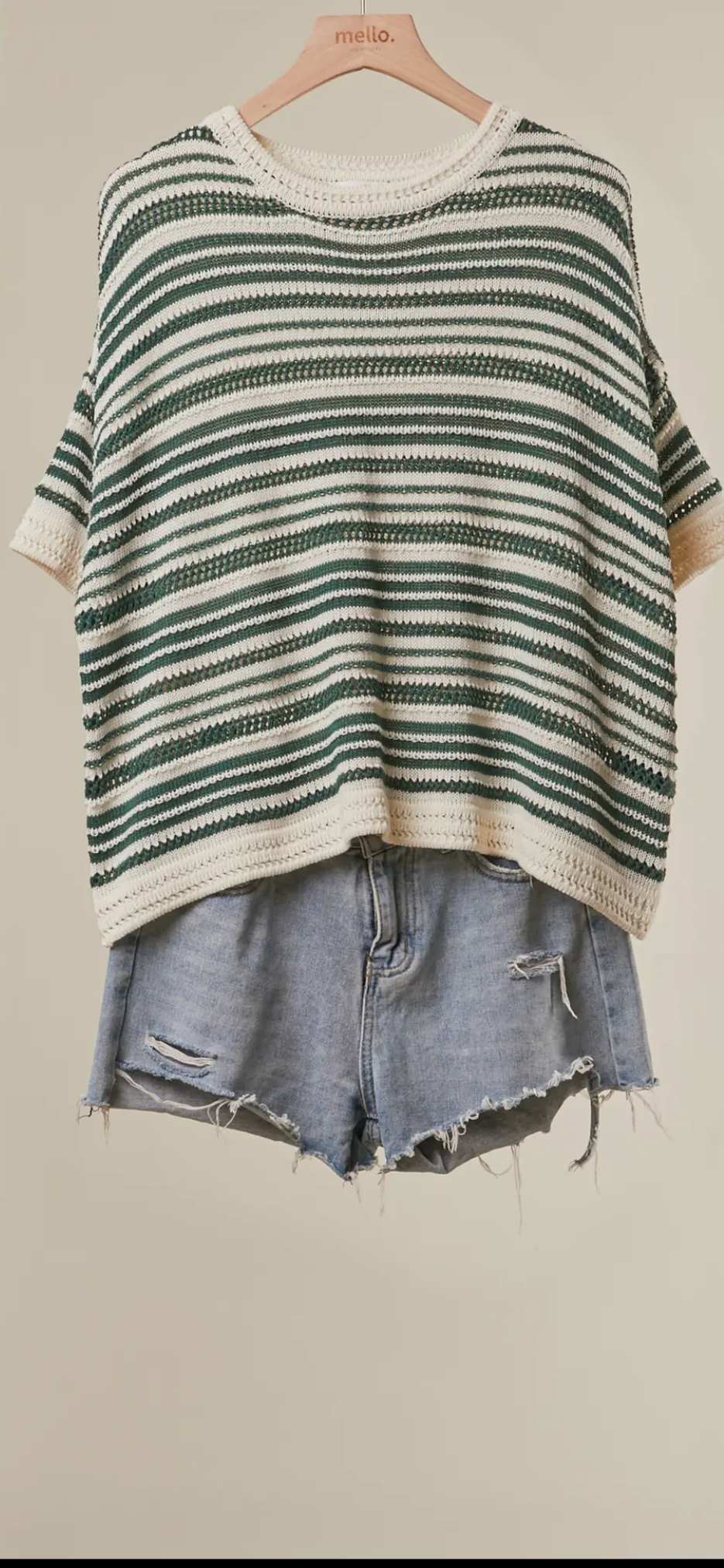 Short Sleeve Striped Knit Top