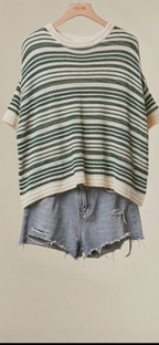 Short Sleeve Striped Knit Top