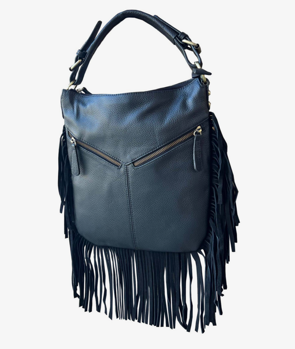 Top Grain Cowhide Leather Crossbody Shoulder Bag-black